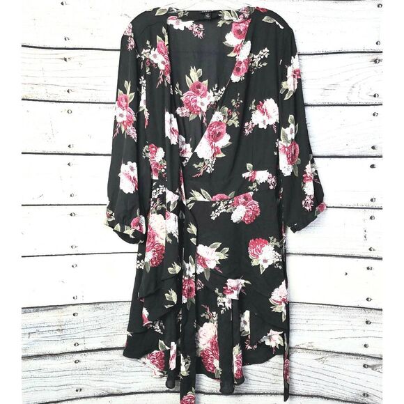 Torrid Black Floral High-Low Kimono Cardigan Size 2 - Picture 1 of 8